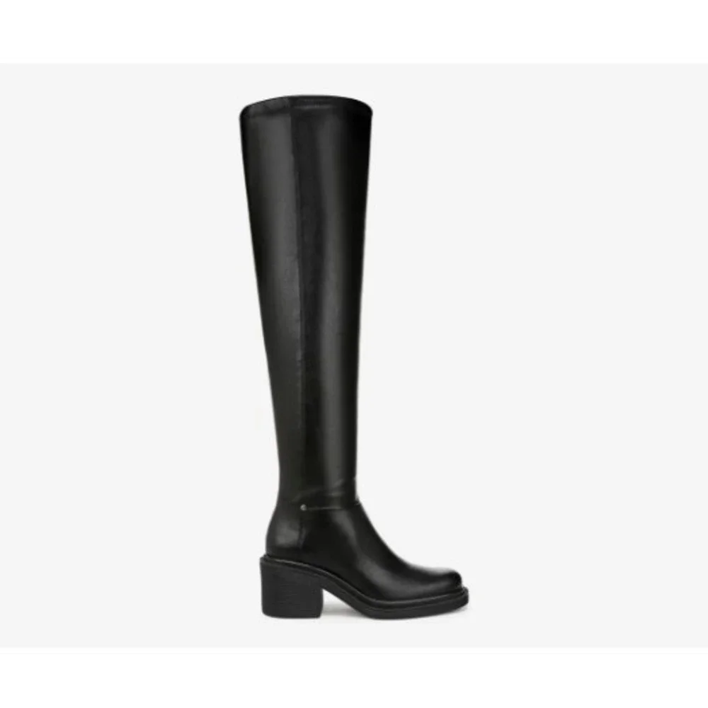 Franco Sarto Womens Kelly Black Over‎ The Knee Block Heel Boots 5M NEW